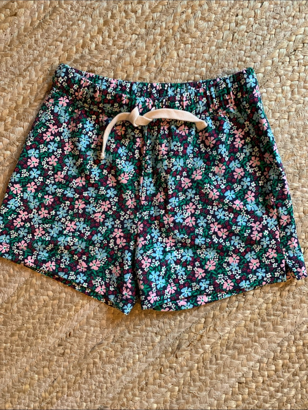J. Crew Floral Drawstring Athletic Lounge Shorts - Navy, Teal & Pink